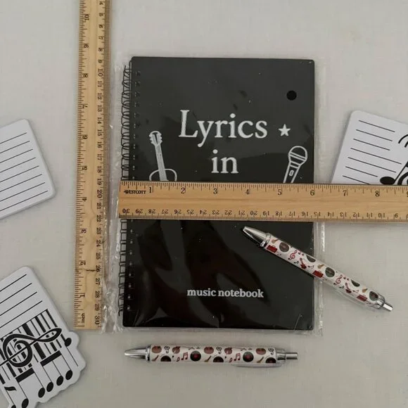 Songwriter Lyrics Ideas Desk Set Music Notebook Pens Notepads - Picture 7 of 10